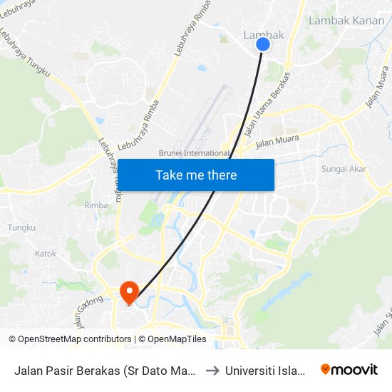 Jalan Pasir Berakas (Sr Dato Mahawangsa / Opp Masjid Lambak) to Universiti Islam Sultan Sharif Ali map