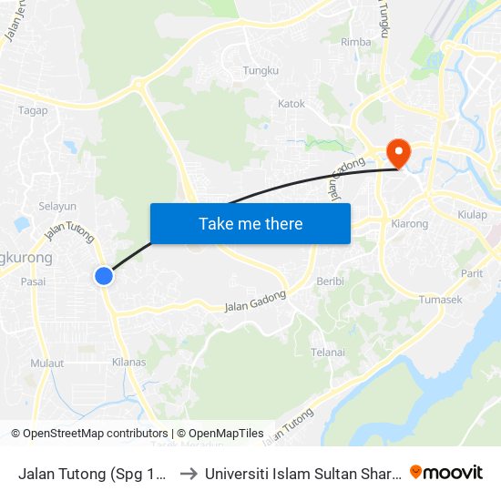 Jalan Tutong (Spg 1244) to Universiti Islam Sultan Sharif Ali map