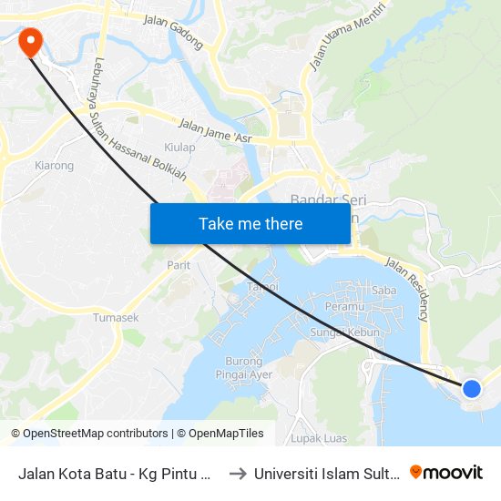 Jalan Kota Batu - Kg Pintu Malim (Spg 231) to Universiti Islam Sultan Sharif Ali map