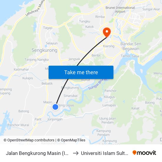 Jalan Bengkurong Masin (Ideal Multifeed) to Universiti Islam Sultan Sharif Ali map