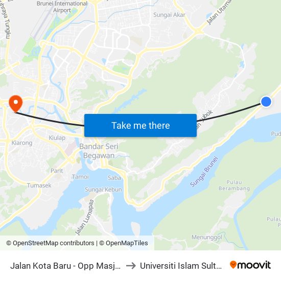 Jalan Kota Baru - Opp Masjid Kg Serdang to Universiti Islam Sultan Sharif Ali map