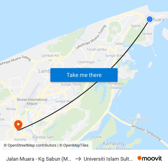 Jalan Muara - Kg Sabun (Masjid Setia Ali) to Universiti Islam Sultan Sharif Ali map