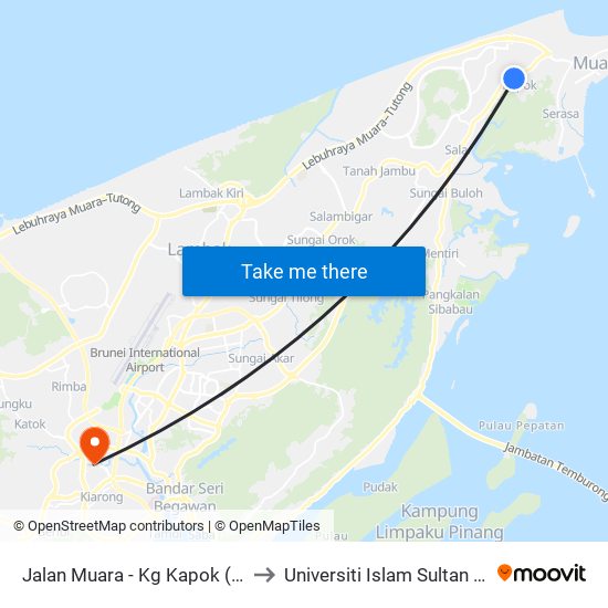 Jalan Muara - Kg Kapok (Spg 302) to Universiti Islam Sultan Sharif Ali map