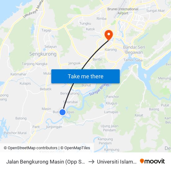 Jalan Bengkurong Masin (Opp Spg 343@Opp Kedai Quthairah) to Universiti Islam Sultan Sharif Ali map