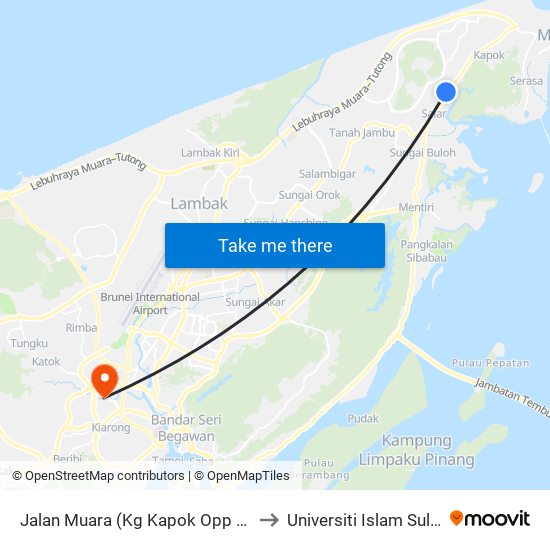 Jalan Muara (Kg Kapok Opp Jalan Bukit Kebun) to Universiti Islam Sultan Sharif Ali map