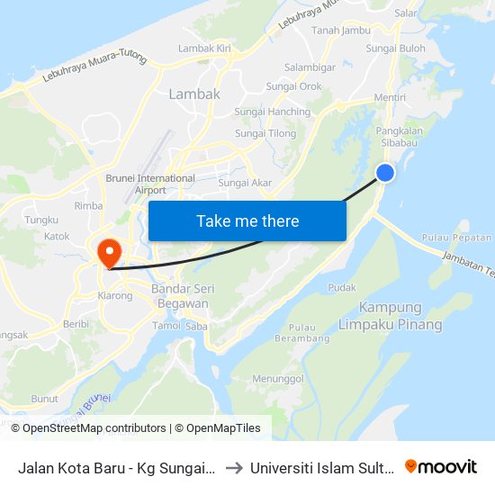 Jalan Kota Baru - Kg Sungai Besar Mosque to Universiti Islam Sultan Sharif Ali map