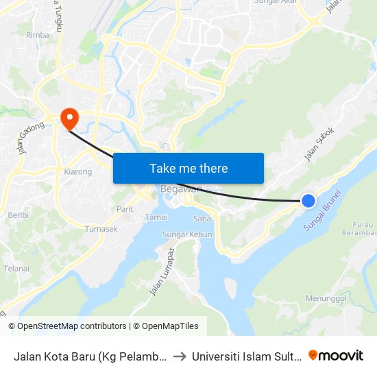 Jalan Kota Baru (Kg Pelambayan - Spg 489) to Universiti Islam Sultan Sharif Ali map