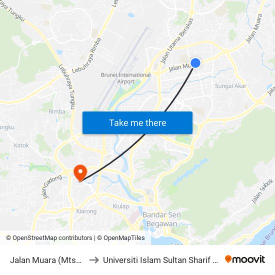 Jalan Muara (Mtssr) to Universiti Islam Sultan Sharif Ali map