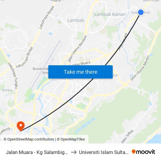Jalan Muara - Kg  Salambigar (Spg 638) to Universiti Islam Sultan Sharif Ali map
