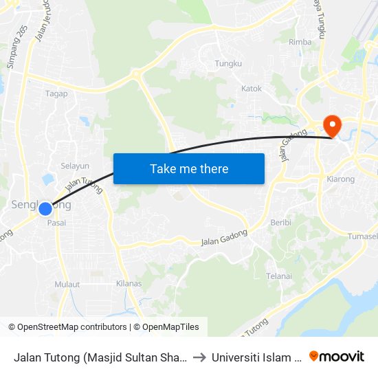 Jalan Tutong (Masjid Sultan Sharif Ali Sengkurong@Masjid) to Universiti Islam Sultan Sharif Ali map
