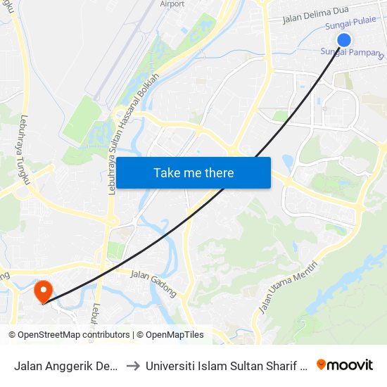Jalan Anggerik Desa to Universiti Islam Sultan Sharif Ali map