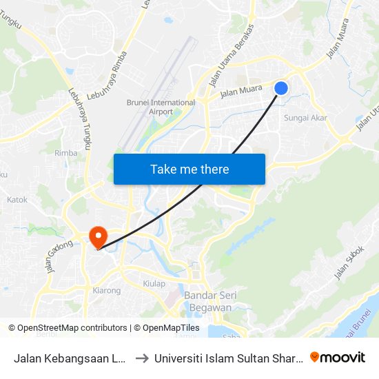 Jalan Kebangsaan Lama to Universiti Islam Sultan Sharif Ali map