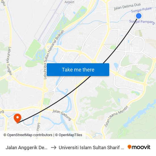 Jalan Anggerik Desa to Universiti Islam Sultan Sharif Ali map