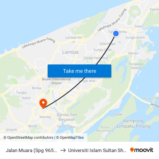 Jalan Muara (Spg 965/957) to Universiti Islam Sultan Sharif Ali map