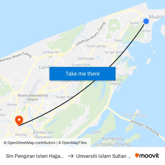 Sm Pengiran Isteri Hajjah Mariam to Universiti Islam Sultan Sharif Ali map