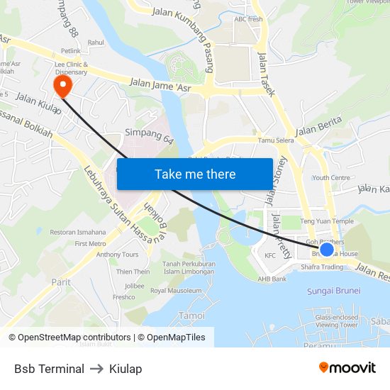 Bsb Terminal to Kiulap map