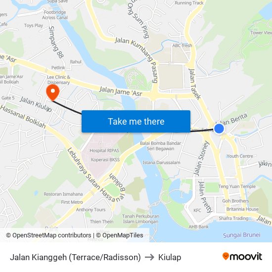 Jalan Kianggeh (Terrace/Radisson) to Kiulap map