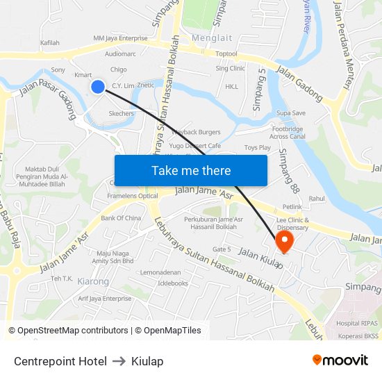 Centrepoint Hotel to Kiulap map