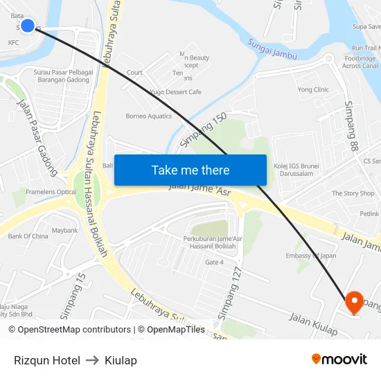 Rizqun Hotel to Kiulap map