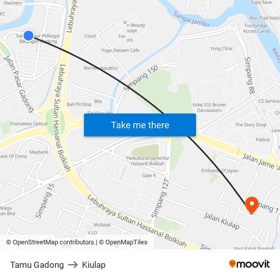 Tamu Gadong to Kiulap map