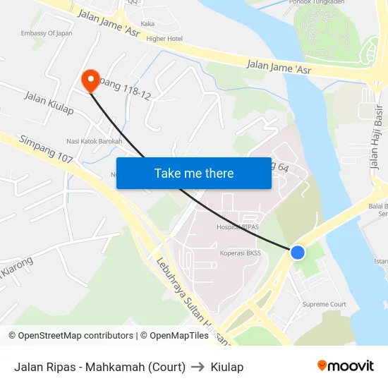 Jalan Ripas - Mahkamah (Court) to Kiulap map