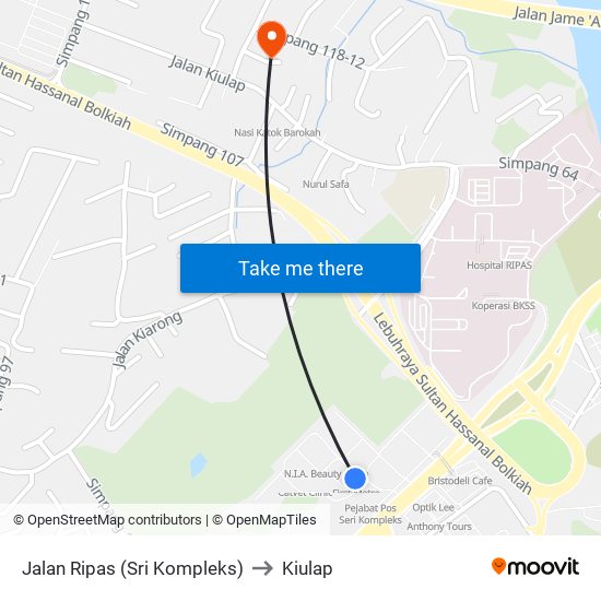 Jalan Ripas (Sri Kompleks) to Kiulap map