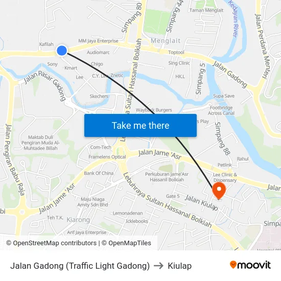 Jalan Gadong (Traffic Light Gadong) to Kiulap map