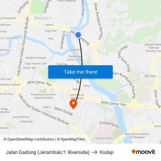 Jalan Gadong (Jerambak/1 Riverside) to Kiulap map