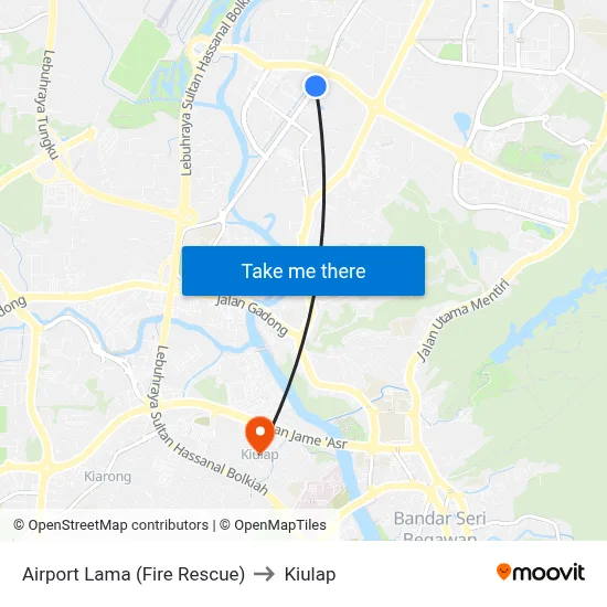 Airport Lama (Fire Rescue) to Kiulap map