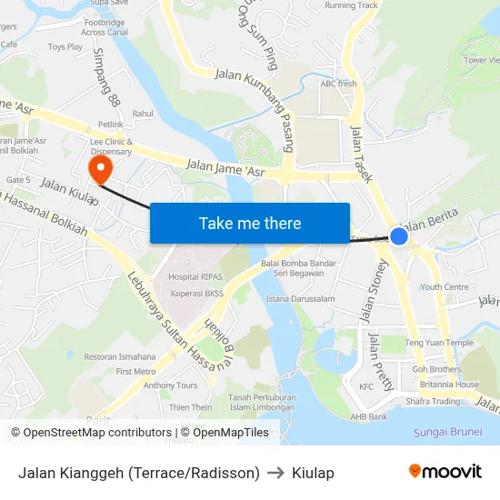 Jalan Kianggeh (Terrace/Radisson) to Kiulap map