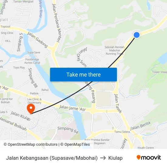 Jalan Kebangsaan (Supasave/Mabohai) to Kiulap map