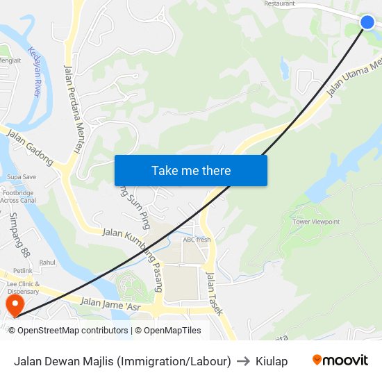 Jalan Dewan Majlis (Immigration/Labour) to Kiulap map