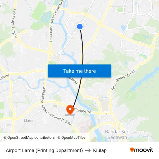Airport Lama (Printing Department) to Kiulap map