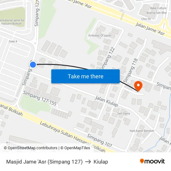Masjid Jame 'Asr (Simpang 127) to Kiulap map
