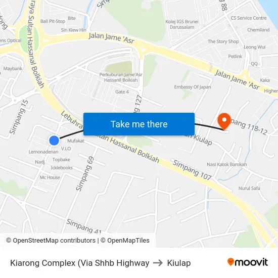Kiarong Complex (Via Shhb Highway to Kiulap map