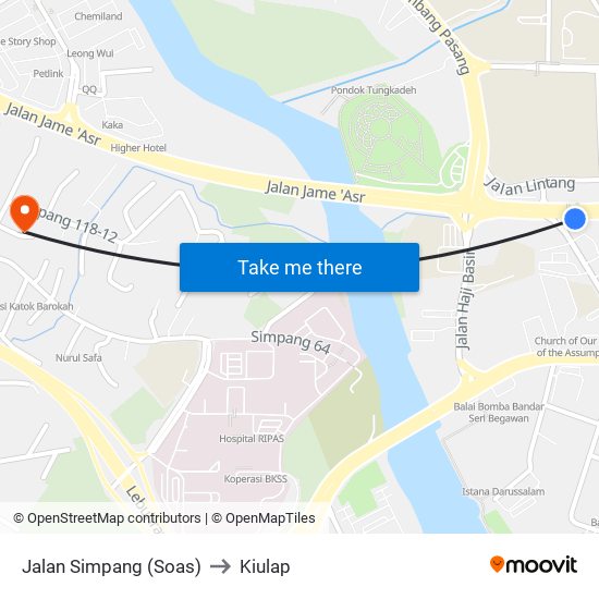 Jalan Simpang (Soas) to Kiulap map