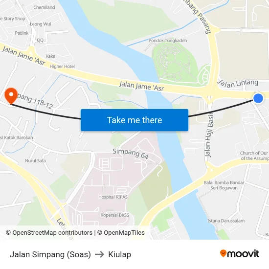 Jalan Simpang (Soas) to Kiulap map