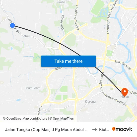 Jalan Tungku (Opp Masjid Pg Muda Abdul Malik) to Kiulap map