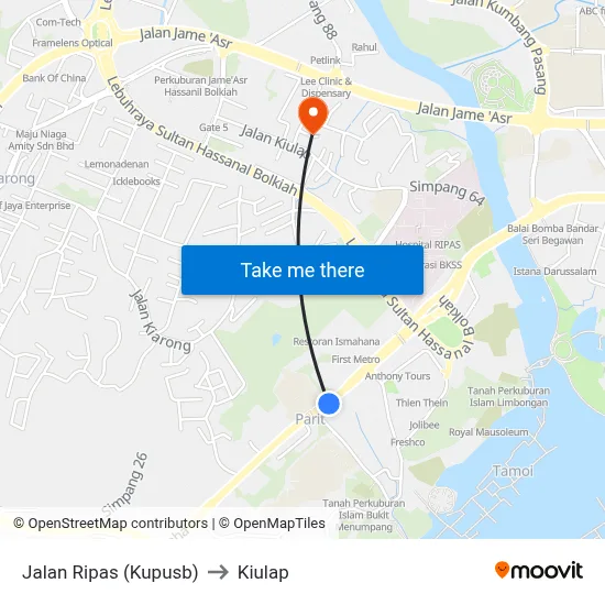 Jalan Ripas (Kupusb) to Kiulap map