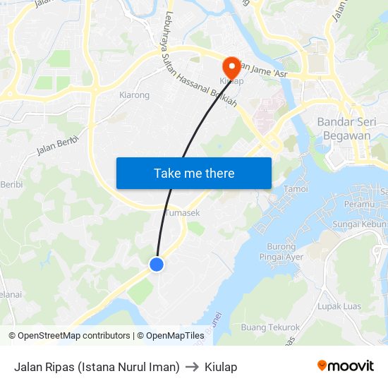 Jalan Ripas (Istana Nurul Iman) to Kiulap map