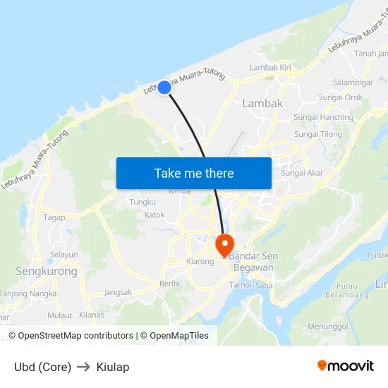 Ubd (Core) to Kiulap map
