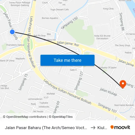 Jalan Pasar Baharu (The Arch/Semeo Voctech) to Kiulap map