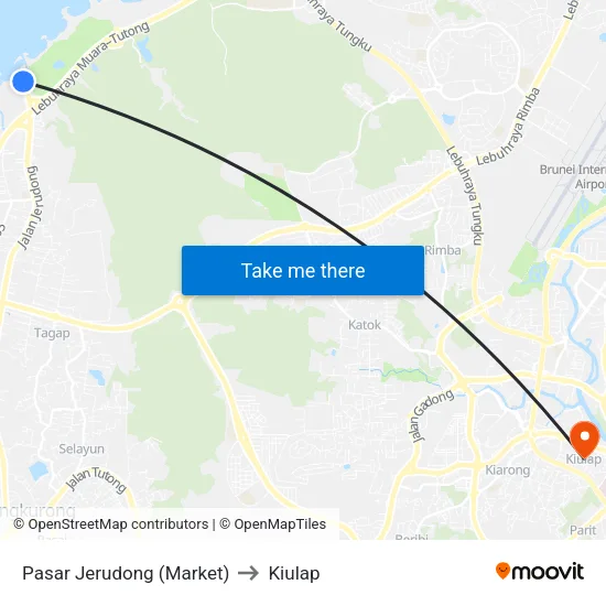 Pasar Jerudong (Market) to Kiulap map