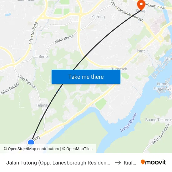 Jalan Tutong (Opp. Lanesborough Residence) to Kiulap map