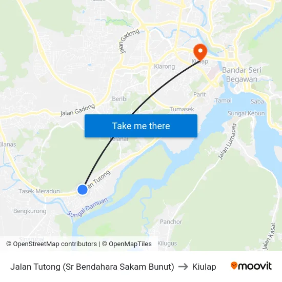 Jalan Tutong (Sr Bendahara Sakam Bunut) to Kiulap map