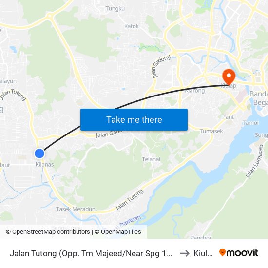 Jalan Tutong (Opp. Tm Majeed/Near Spg 1113) to Kiulap map