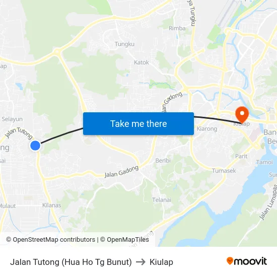 Jalan Tutong (Hua Ho Tg Bunut) to Kiulap map