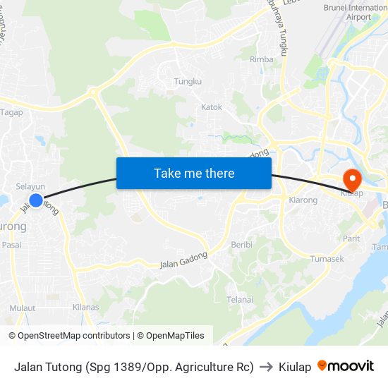 Jalan Tutong (Spg 1389/Opp. Agriculture Rc) to Kiulap map