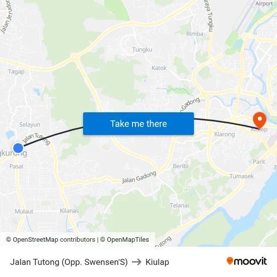 Jalan Tutong (Opp. Swensen'S) to Kiulap map