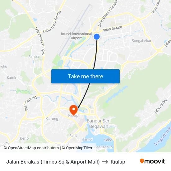 Jalan Berakas (Times Sq & Airport Mall) to Kiulap map